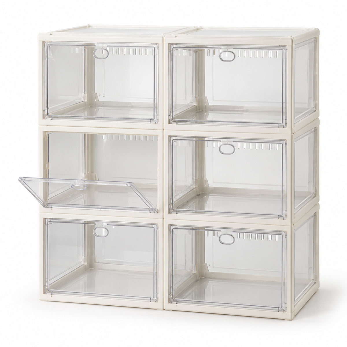 Front-Opening Stackable Shoe Storage Boxes – Set of 6