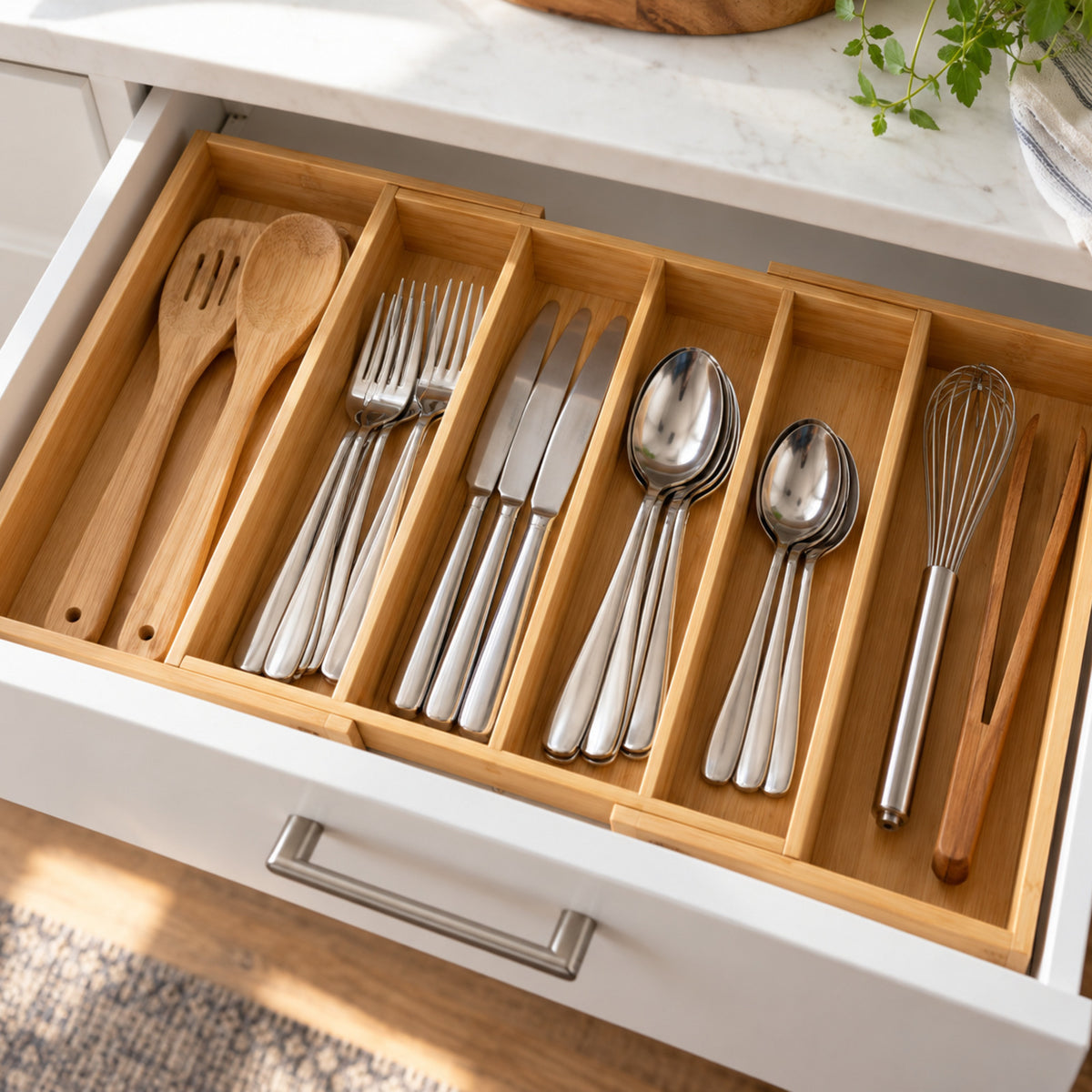 Expandable Bamboo Drawer Organizer