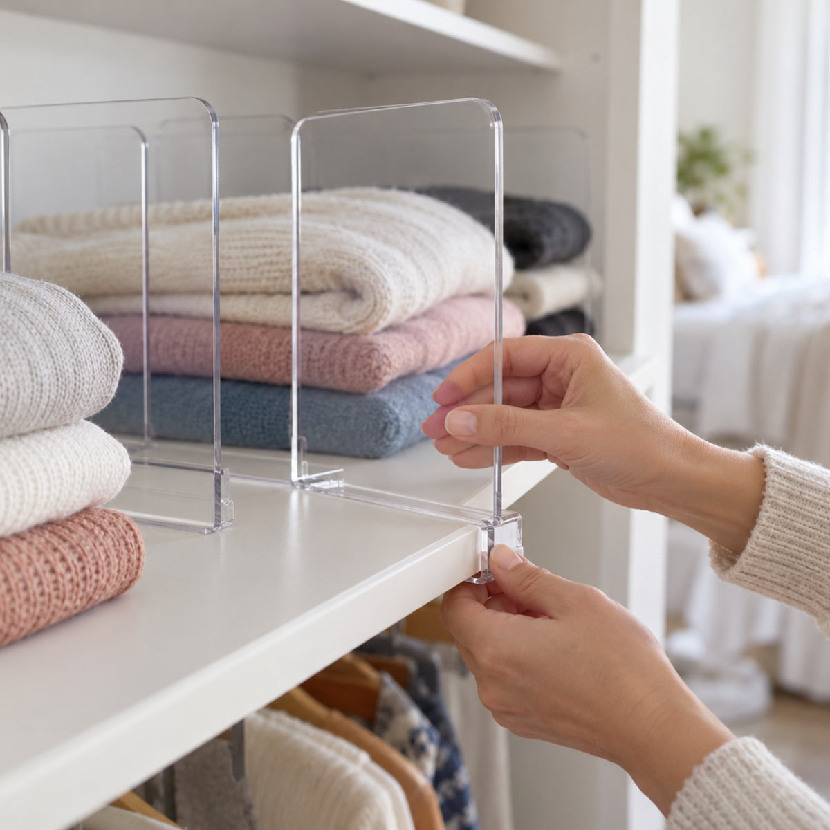 Clear Acrylic Closet Shelf Dividers – Set of 6