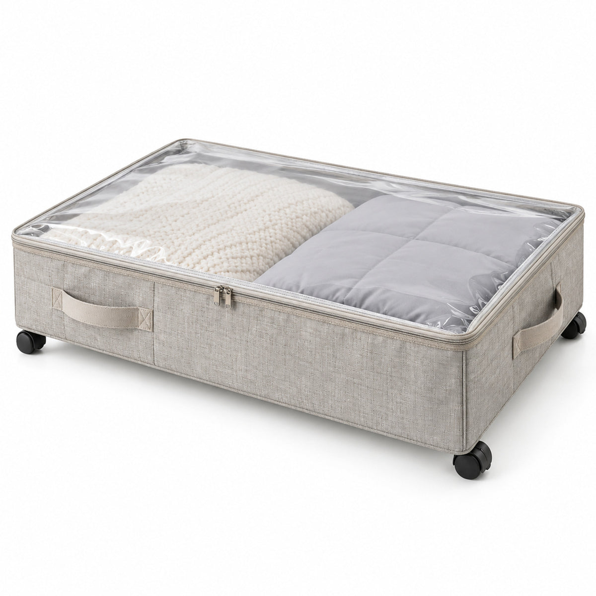 Rolling Under-Bed Storage Container with Clear Lid