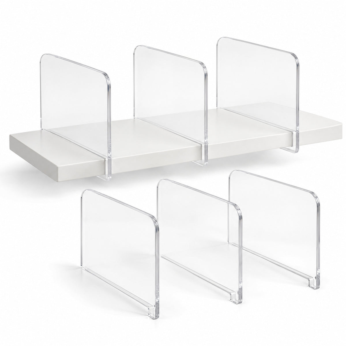 Clear Acrylic Closet Shelf Dividers – Set of 6
