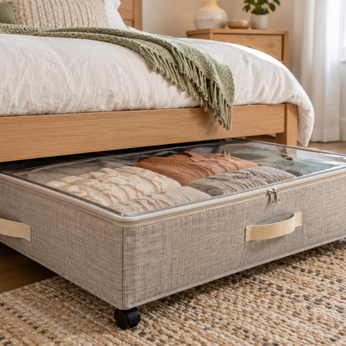 Rolling Under-Bed Storage Container with Clear Lid