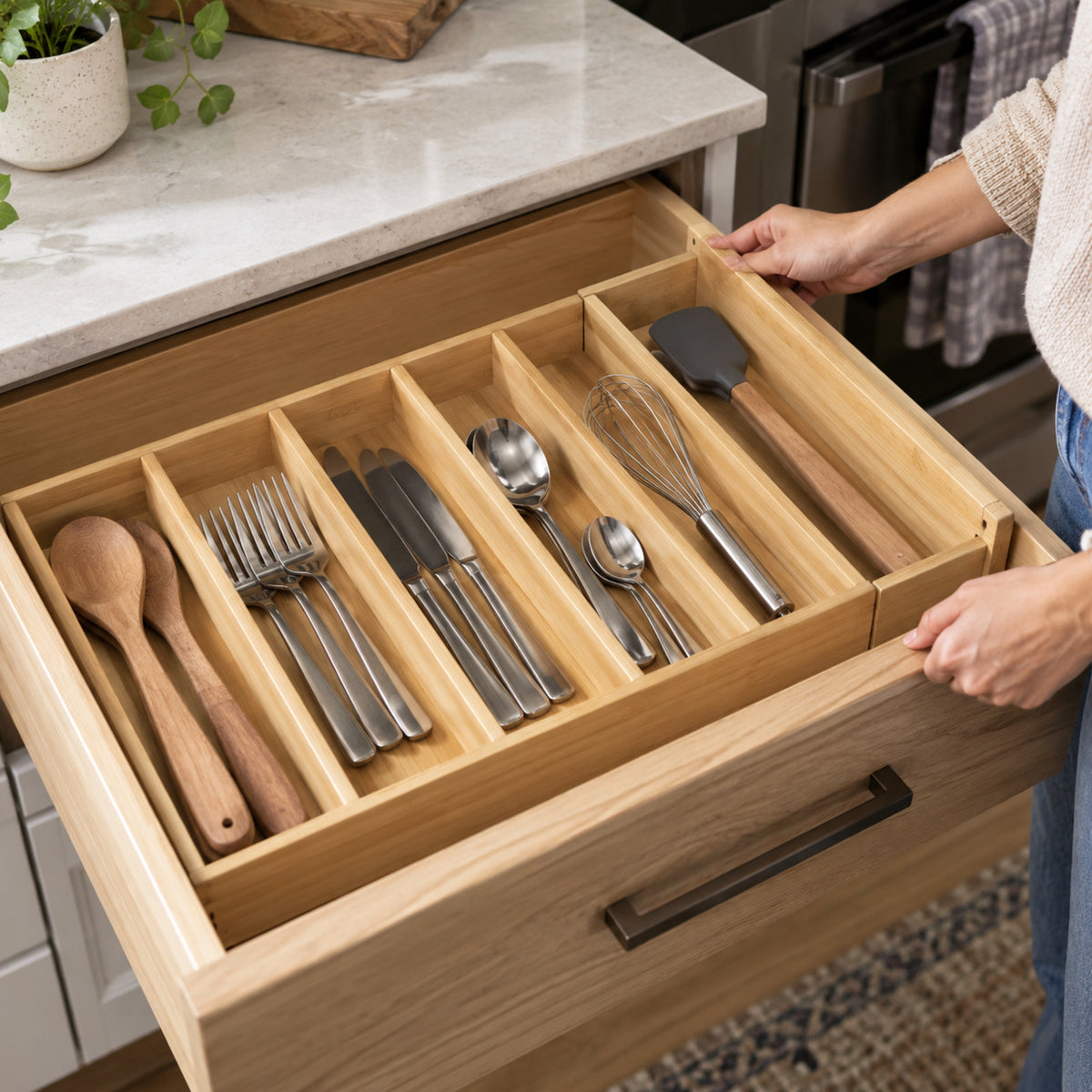 Expandable Bamboo Drawer Organizer