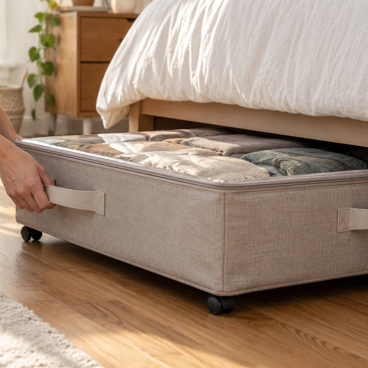 Rolling Under-Bed Storage Container with Clear Lid